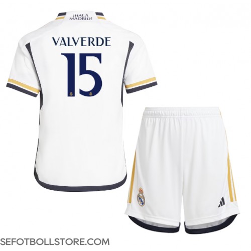Real Madrid Federico Valverde #15 Replika babykläder Hemmaställ Barn 2023-24 Kortärmad (+ korta byxor)